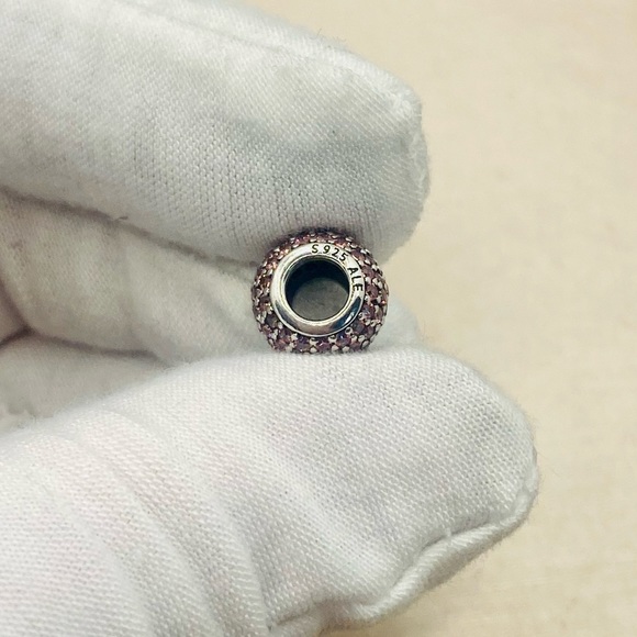 EUC Pandora 791051PCZ Sterling Silver Pave Lights Charm W/ Salmon Zirconia - Picture 7 of 8